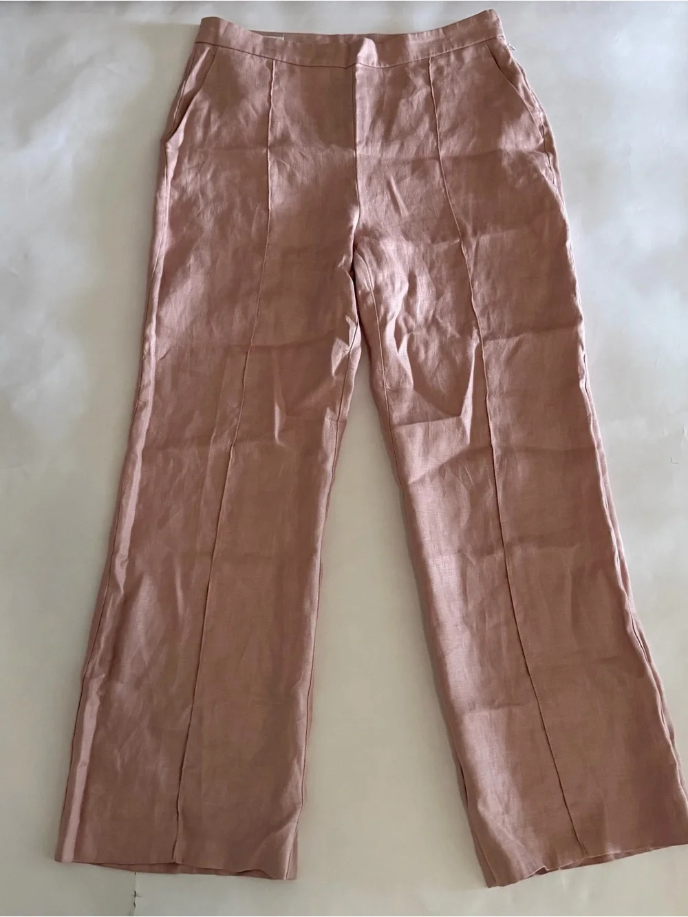 Zara 100% Linen Straight Leg Pants